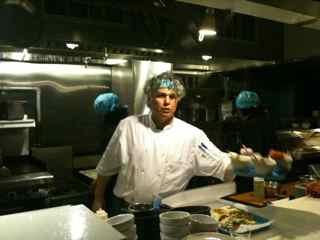 Chef Franco-Camacho in open kitchen